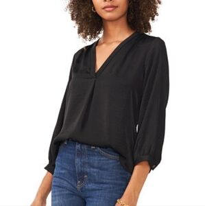 Vince Camuto Flowy V-Neckline Satin Top